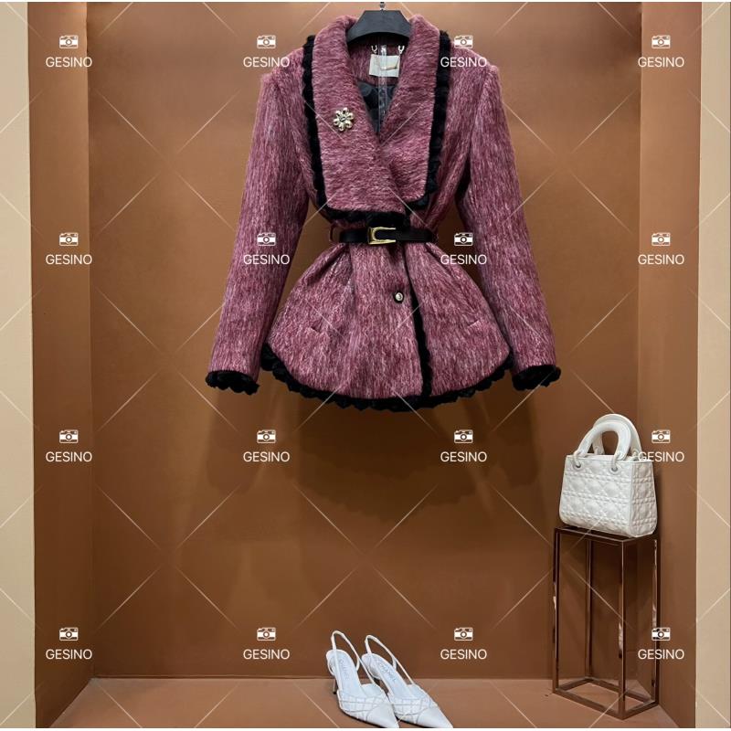 【悠悠】秋冬气质小香风时尚设计师中长款网红外套QD-2025375