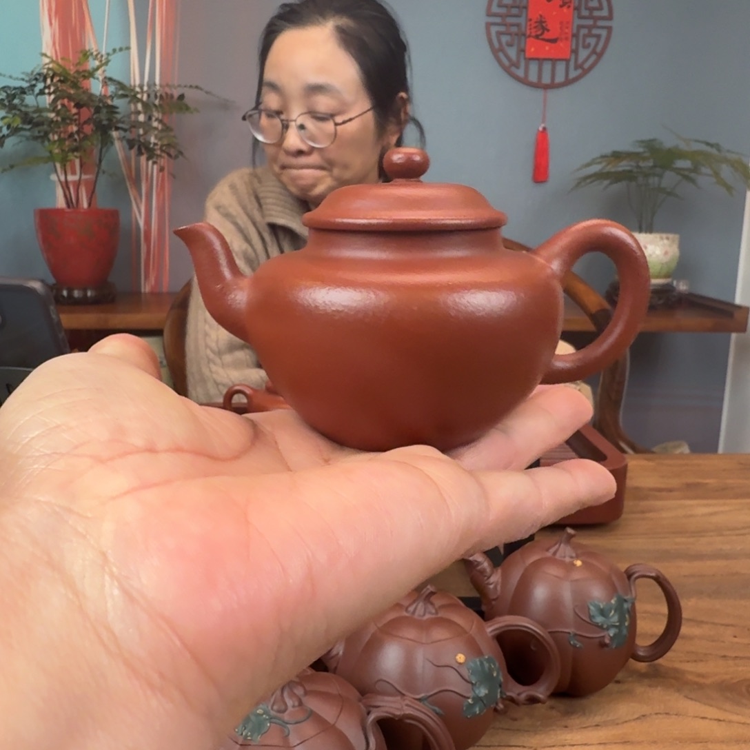 红泥茶壶原矿全砂大红袍大彬圆壶