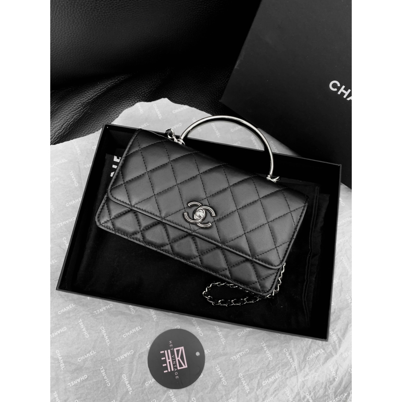 95新 Chanel/香奈儿 黑银手柄kelly风琴 12786834
