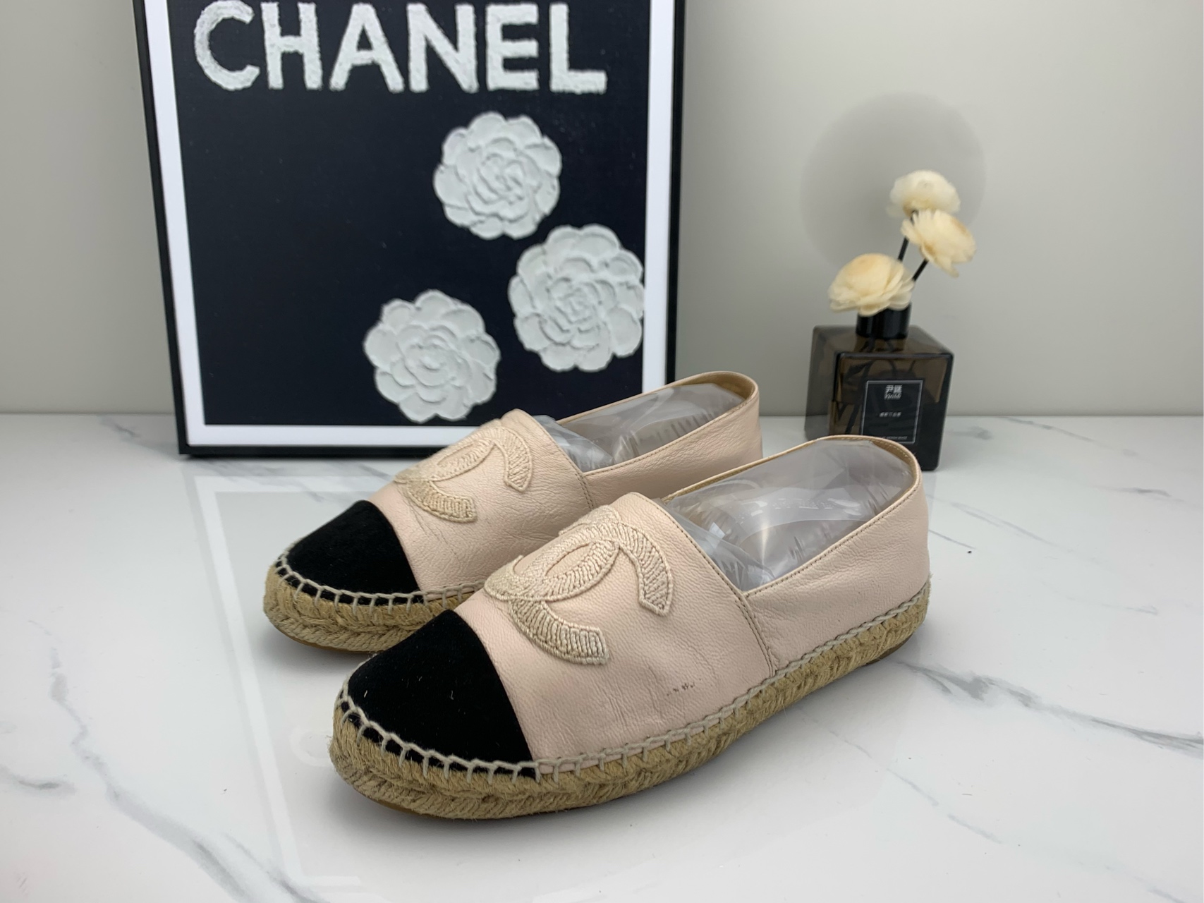 99新 Chanel/香奈儿 chanel香奈儿渔夫鞋 白粉 37码 /mg00014