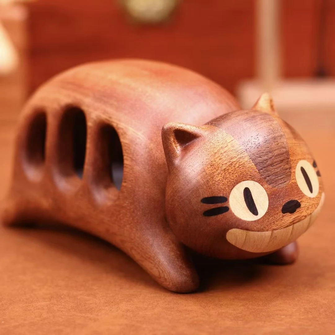 过木不忘｜实木可爱龙猫巴士桌面摆件节日礼物潮玩小夜灯