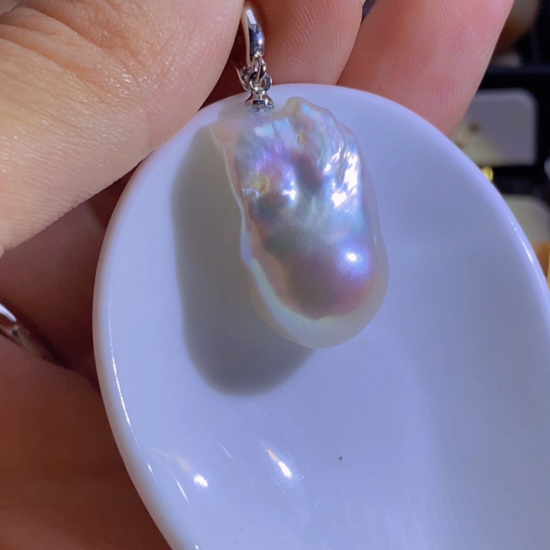 银S925镶嵌淡水珍珠微瑕天然淡水珍珠