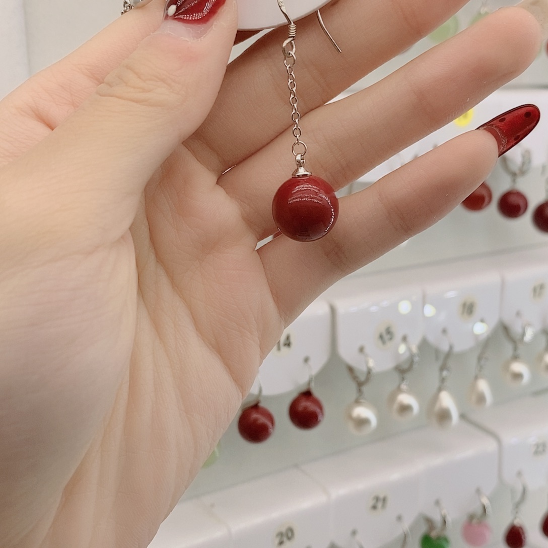 非金属925银紫红色12mm珠珠