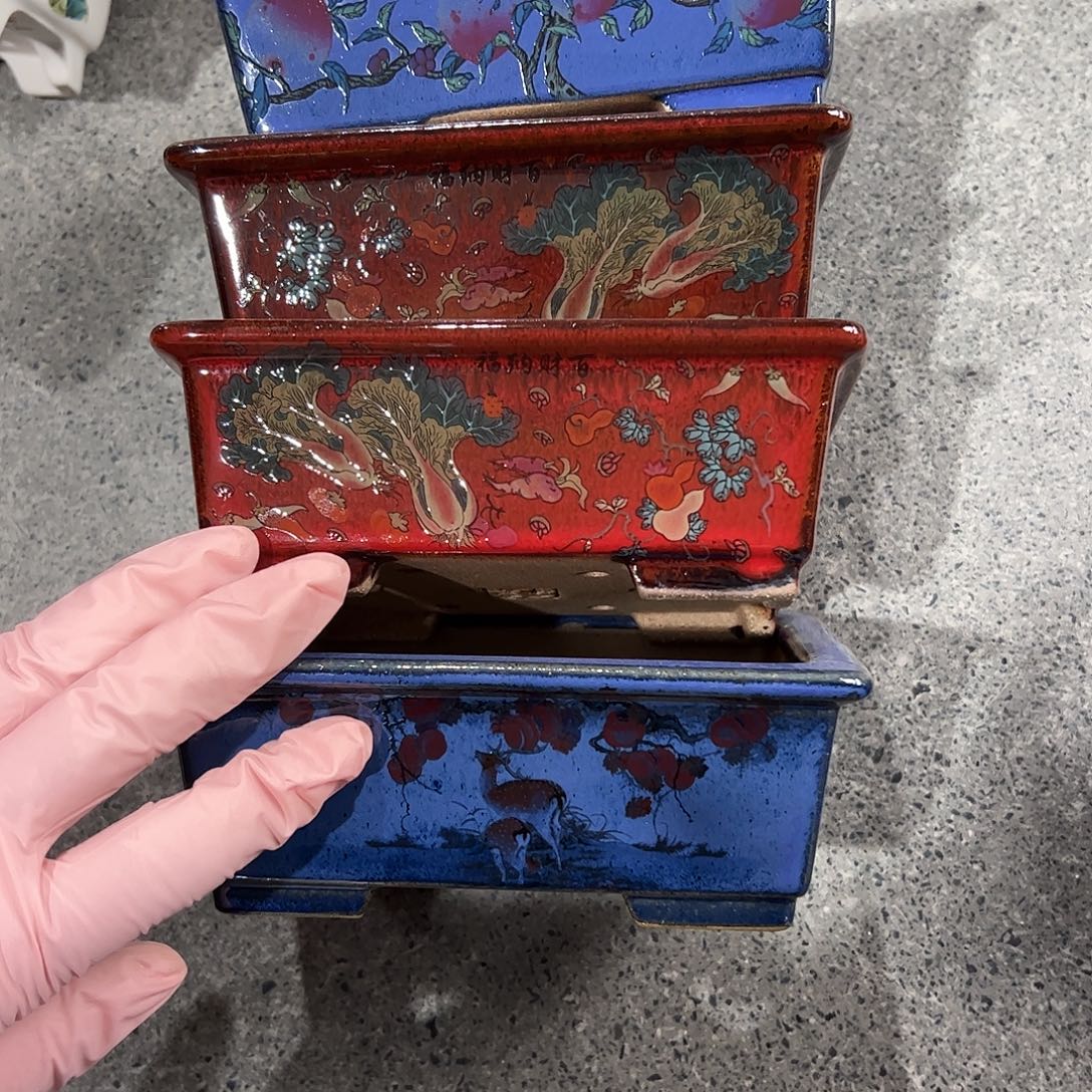 早***吃花盆紫砂675号瑕疵4个15/12/5cm