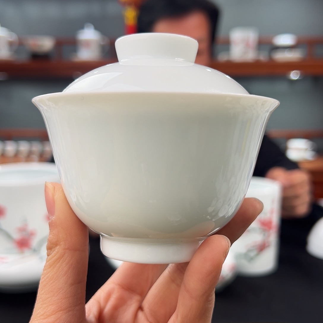 柴窑素胎两才盖碗