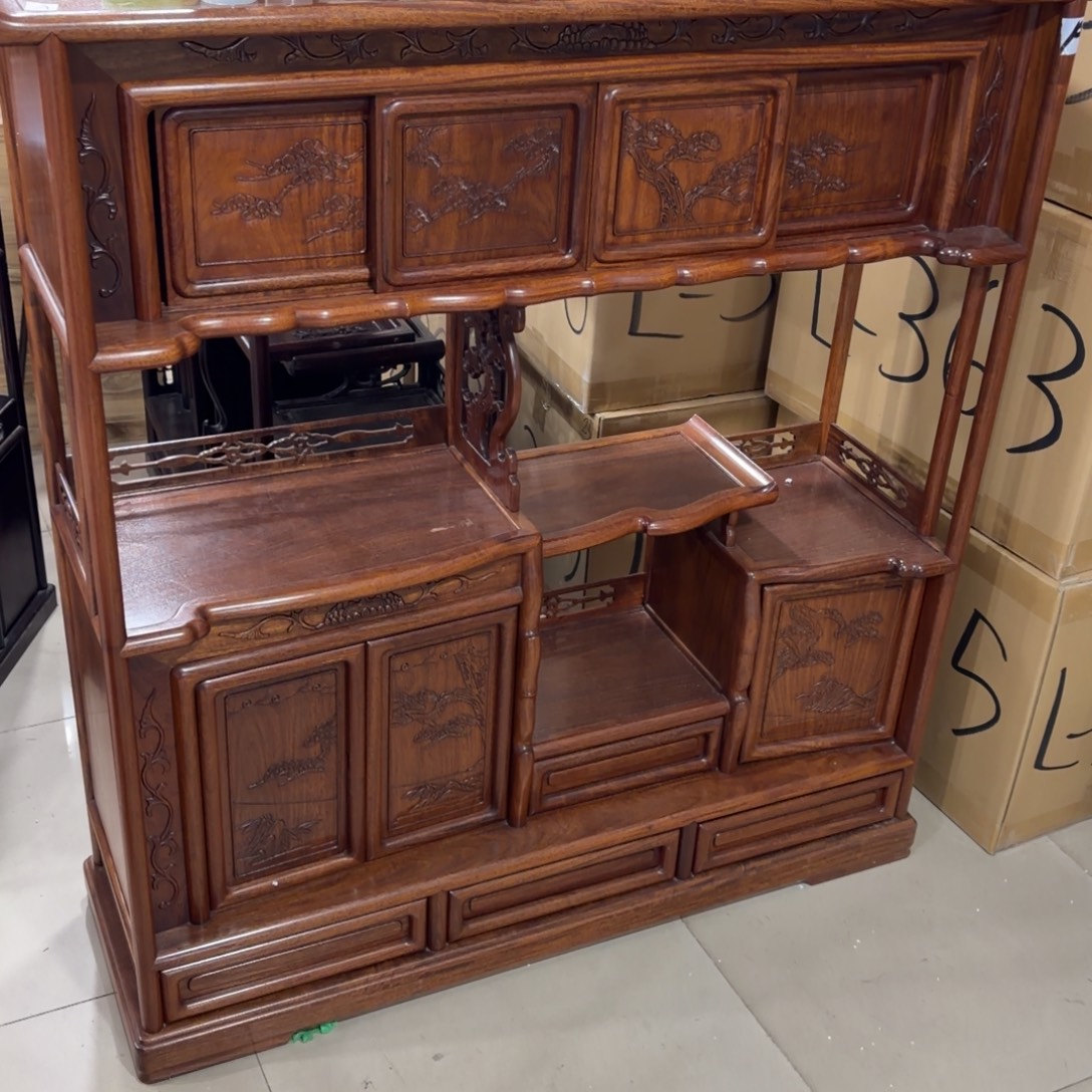 青****花梨木类储物柜般若中古美术工艺品