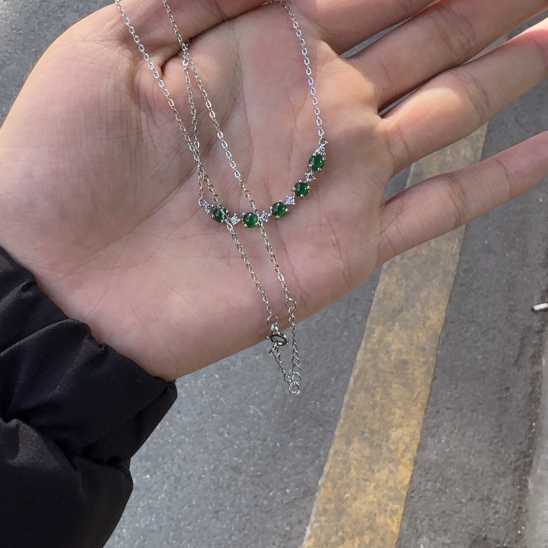 翡翠银S925镶嵌颈饰《不退不换》