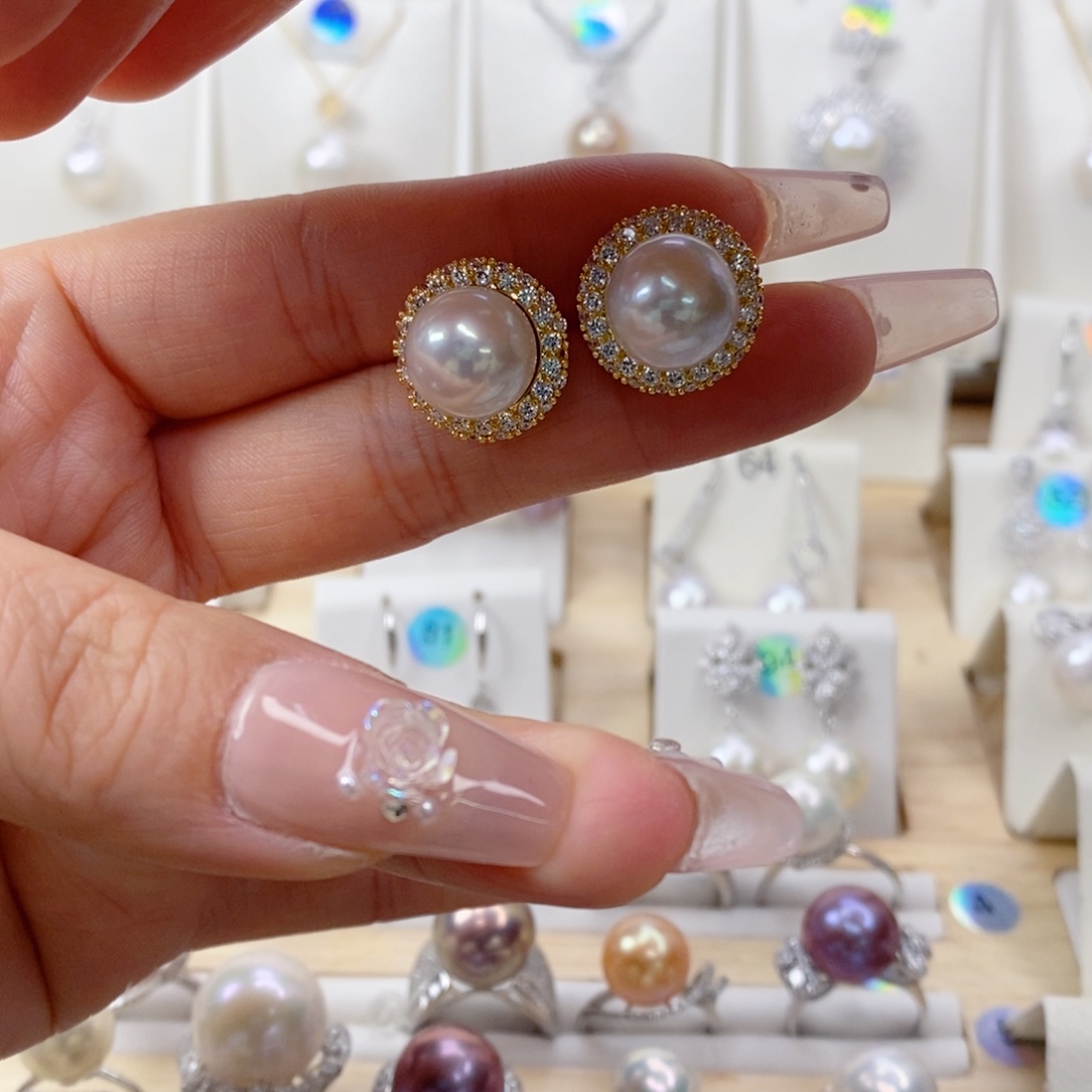 淡水珍珠耳饰合金