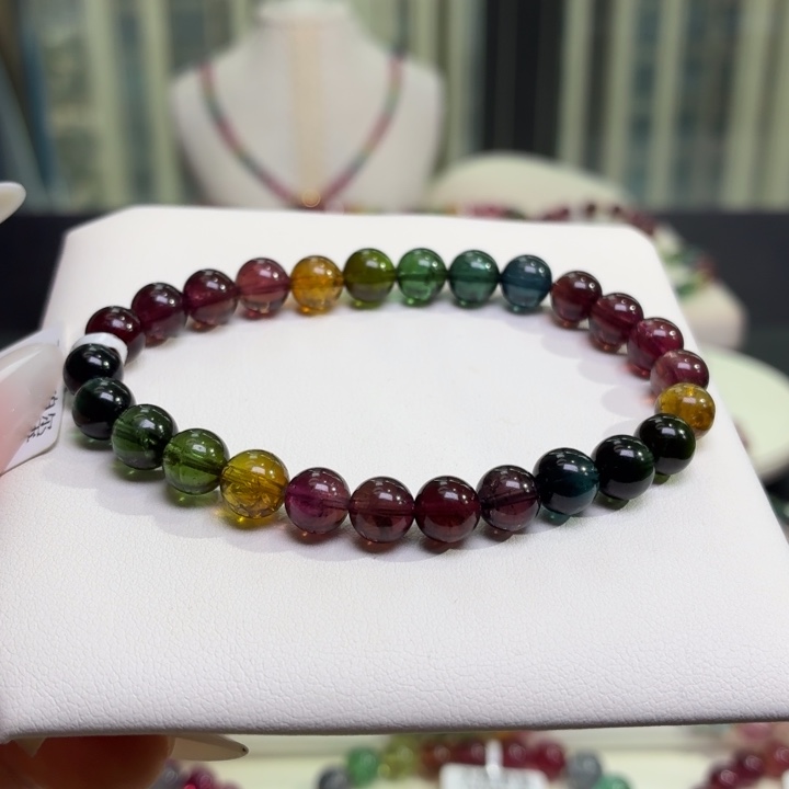 碧玺手链未镶嵌天然碧玺7+