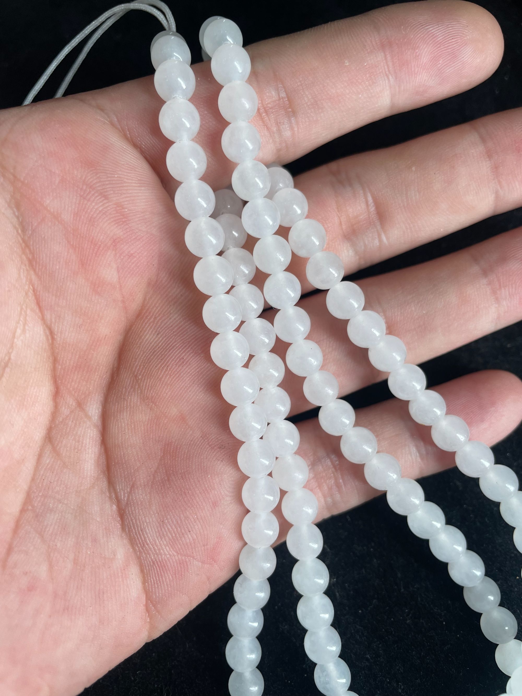 和田玉串珠卡6mm长链纯天然上等一级精品