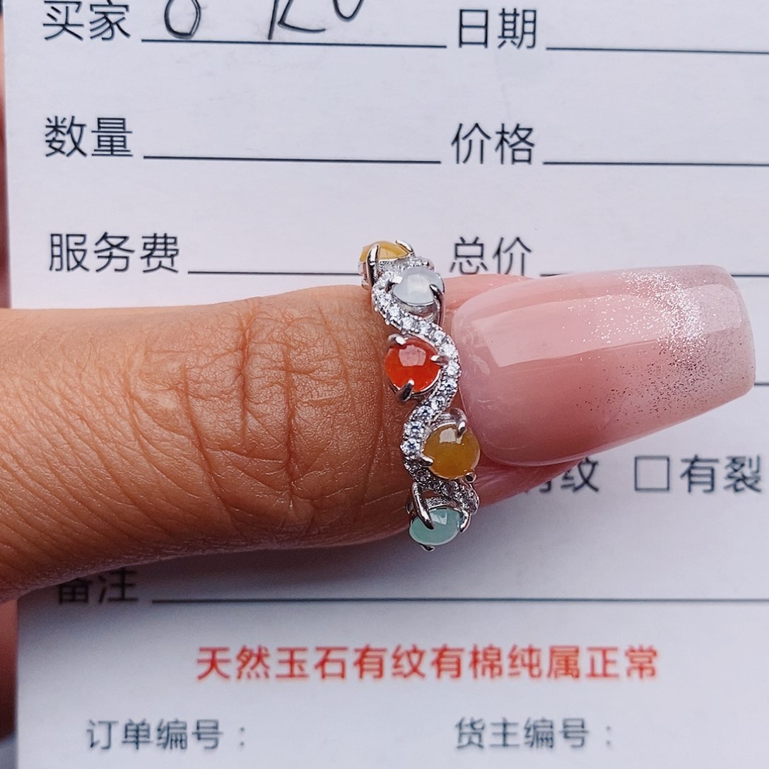 翡翠戒指银S925镶嵌戒指