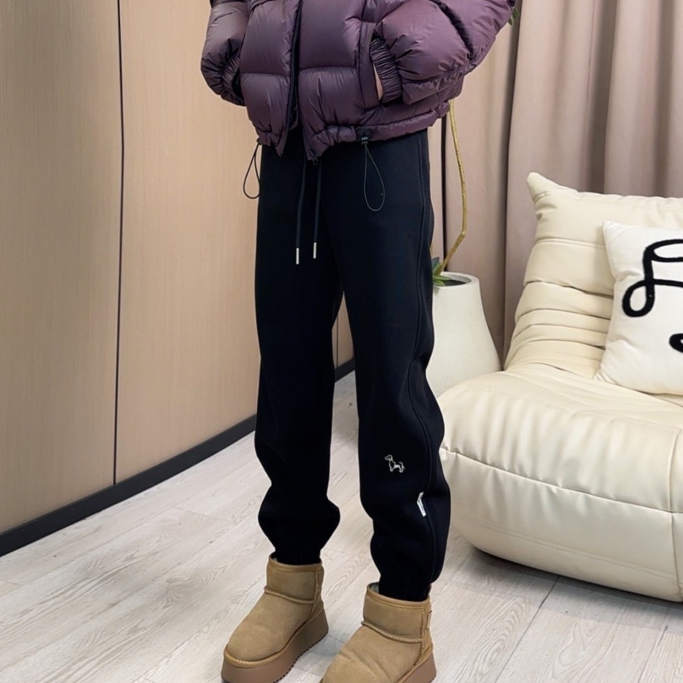 妮子严选新款加绒刺绣小狗卫裤3755