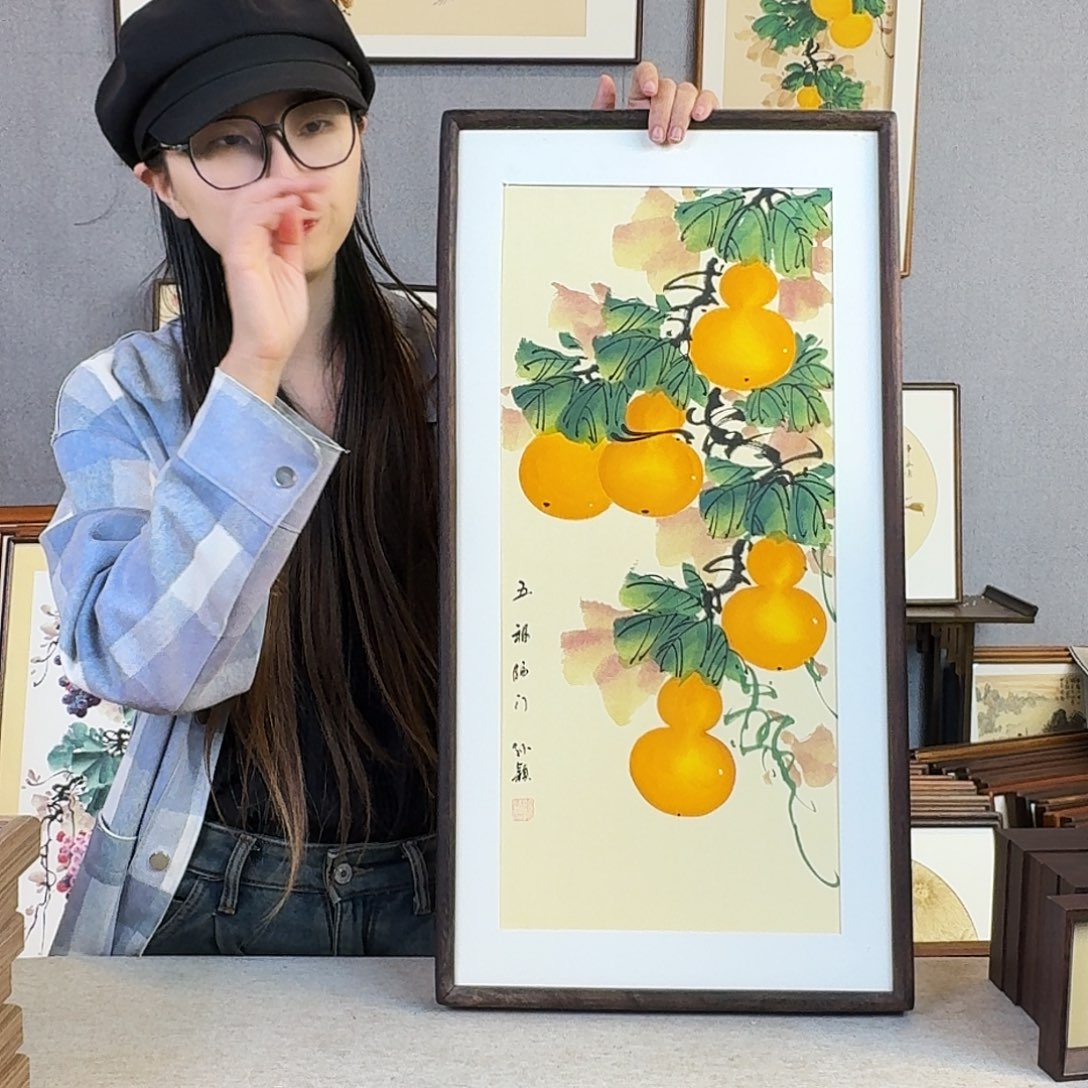 书法手绘带框尺寸： 36*69