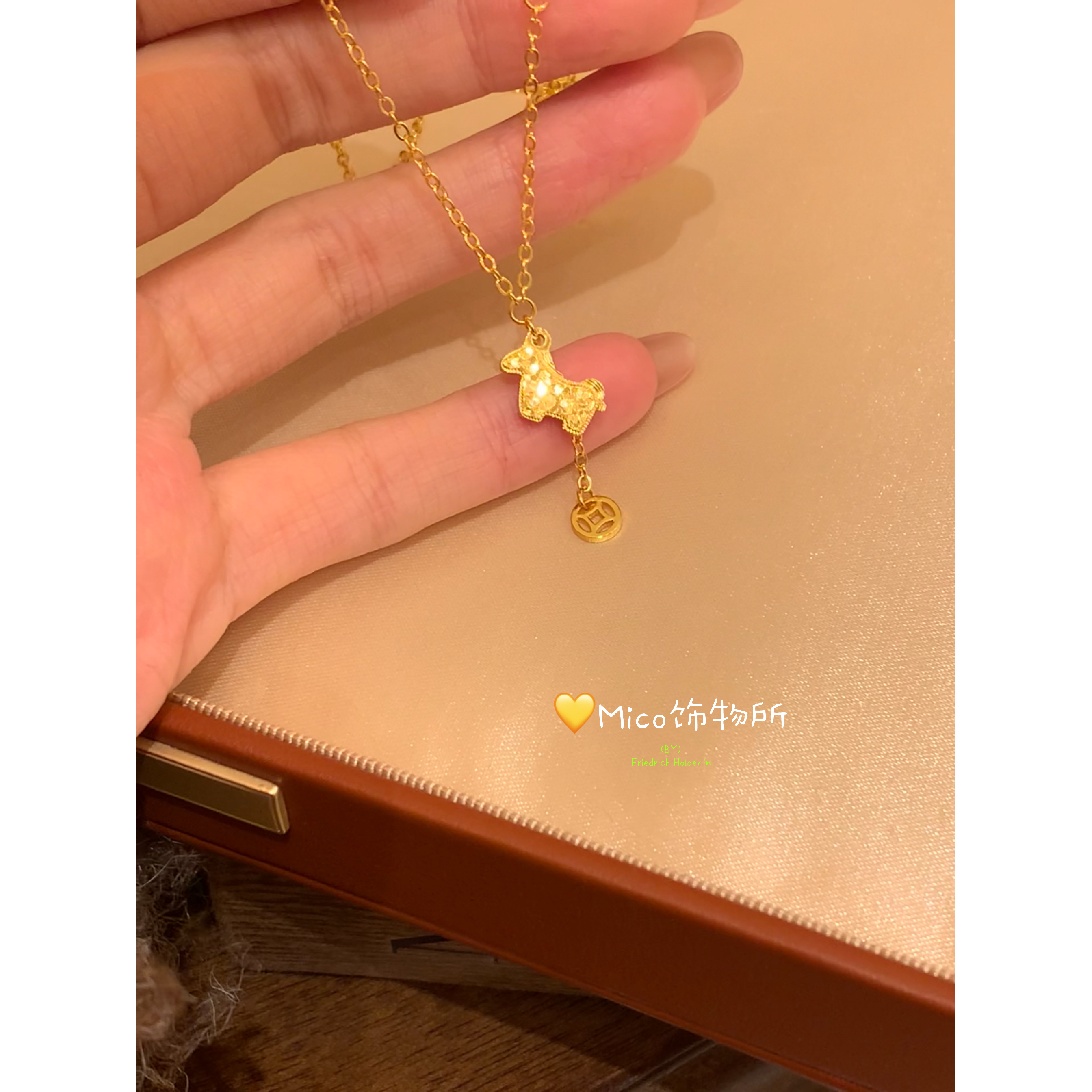铜合金项链 镀K金【碎冰冰小马】项链女小众设计感M222