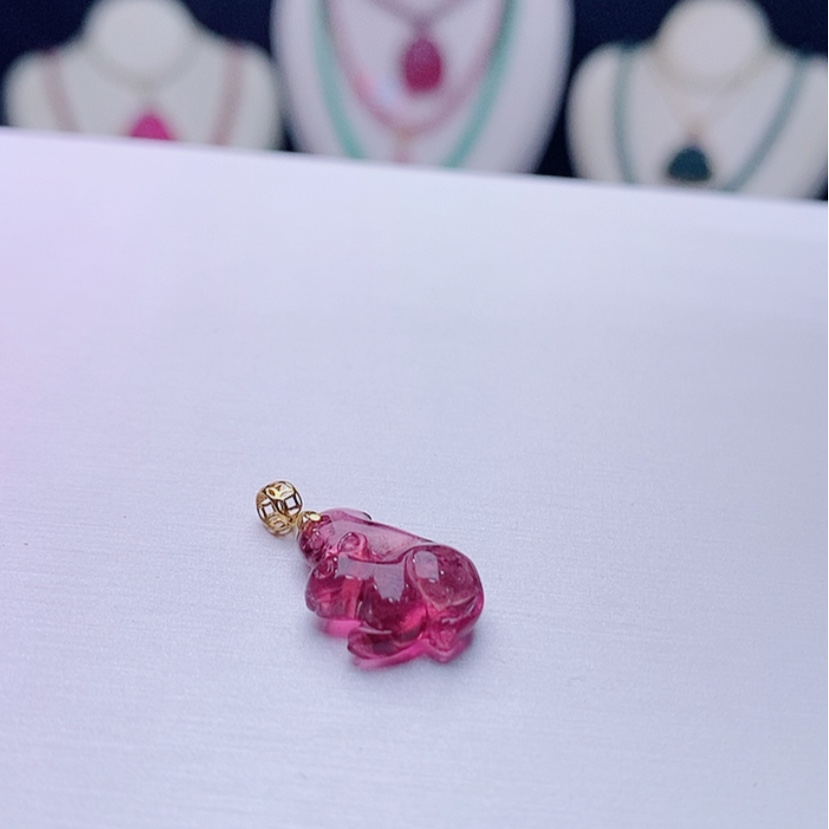 【闪购商品】碧玺颈饰18K金镶嵌碧玺吊坠