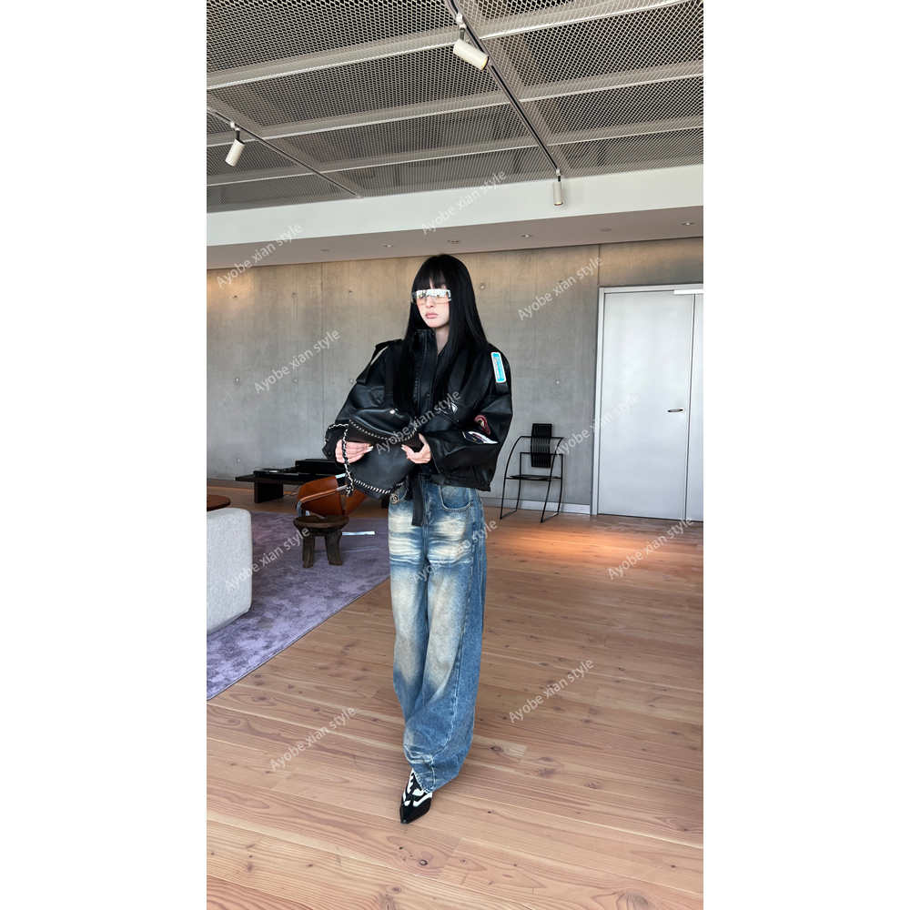 【AYOBE】小贤  甜飒柔美酷感美式街头风皮质外套