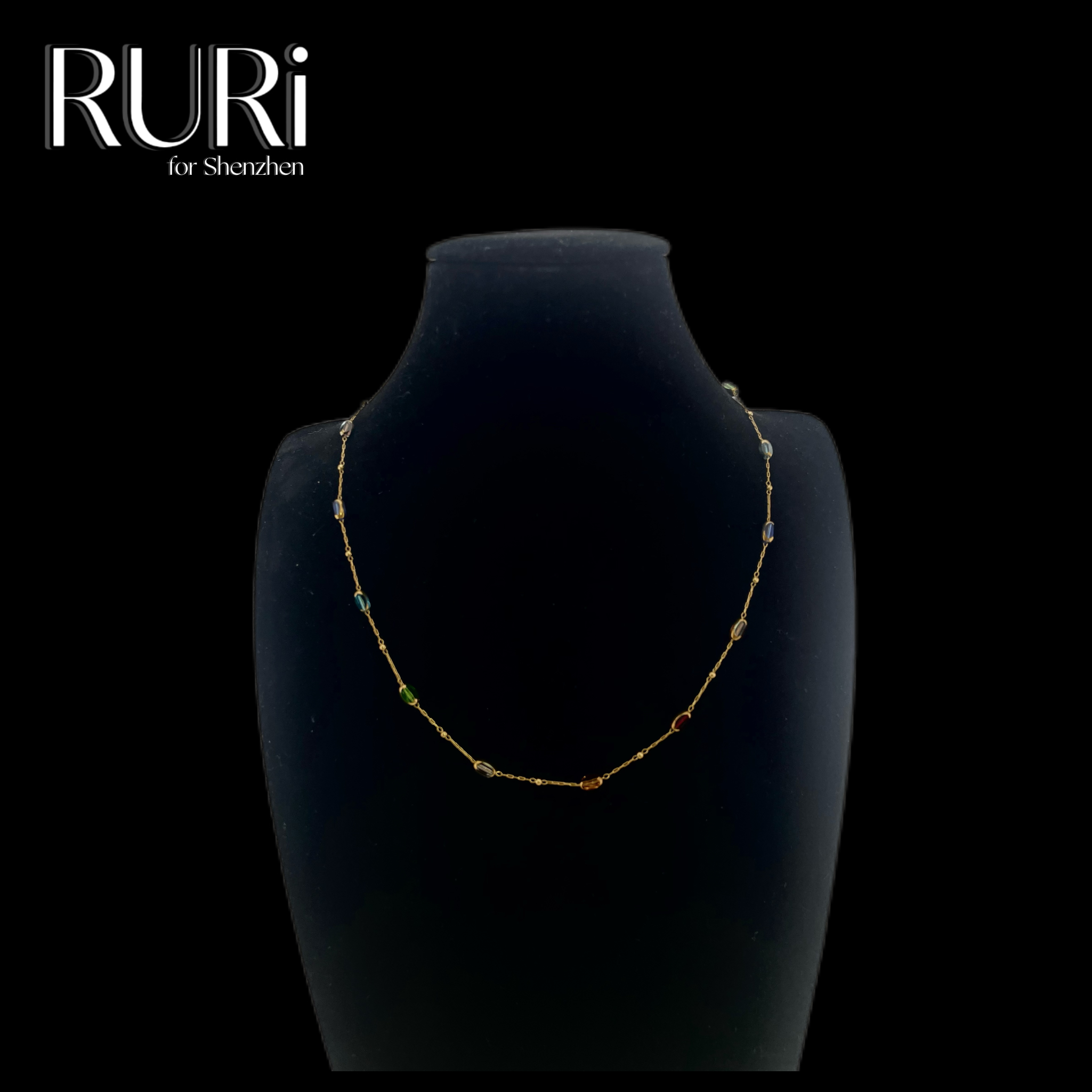 铜合金铅玻璃项链  西班牙设计师款多彩满天星项链 短款 062