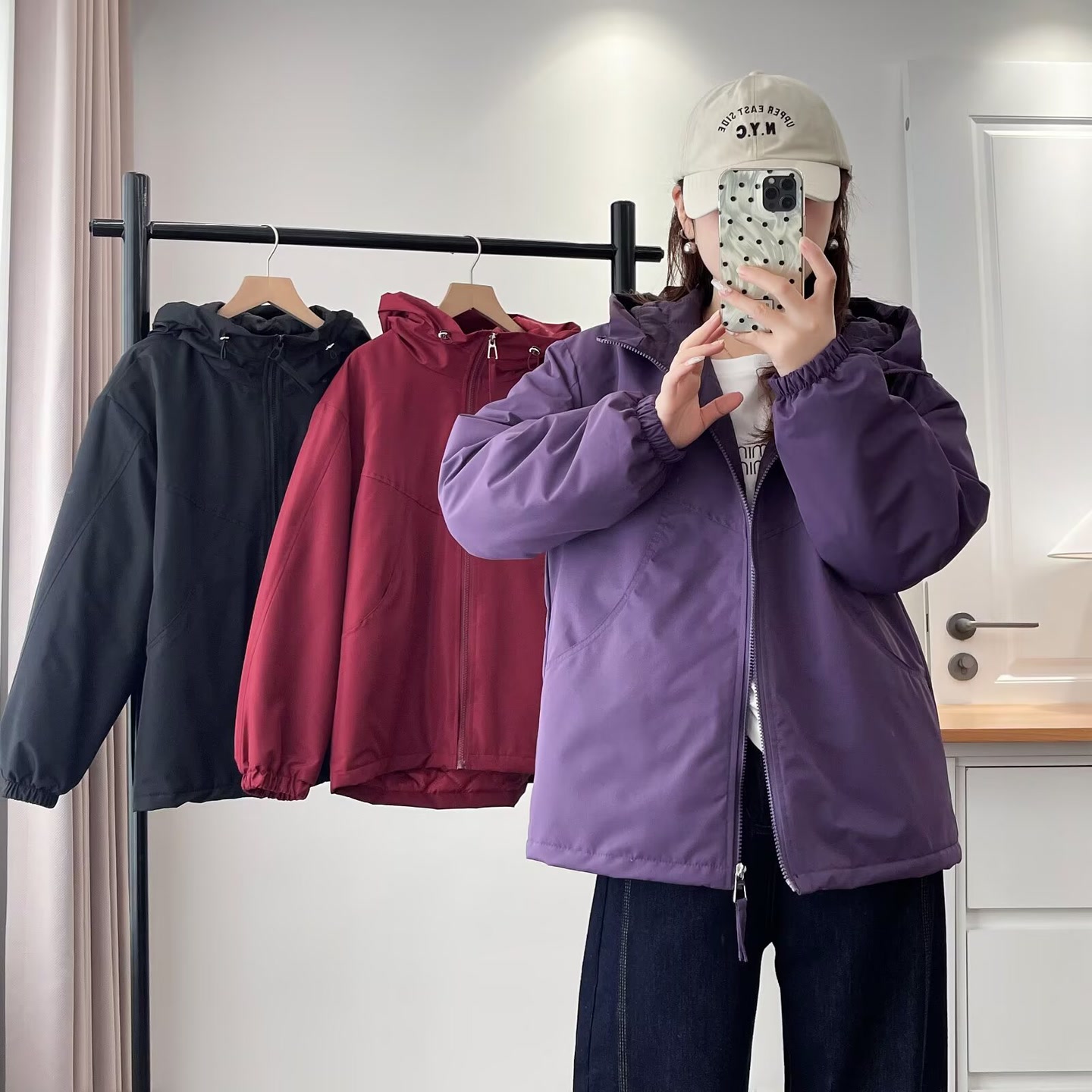 100-200斤大码女装胖mm秋冬新款宽松百搭休闲保暖连帽棉服外套981