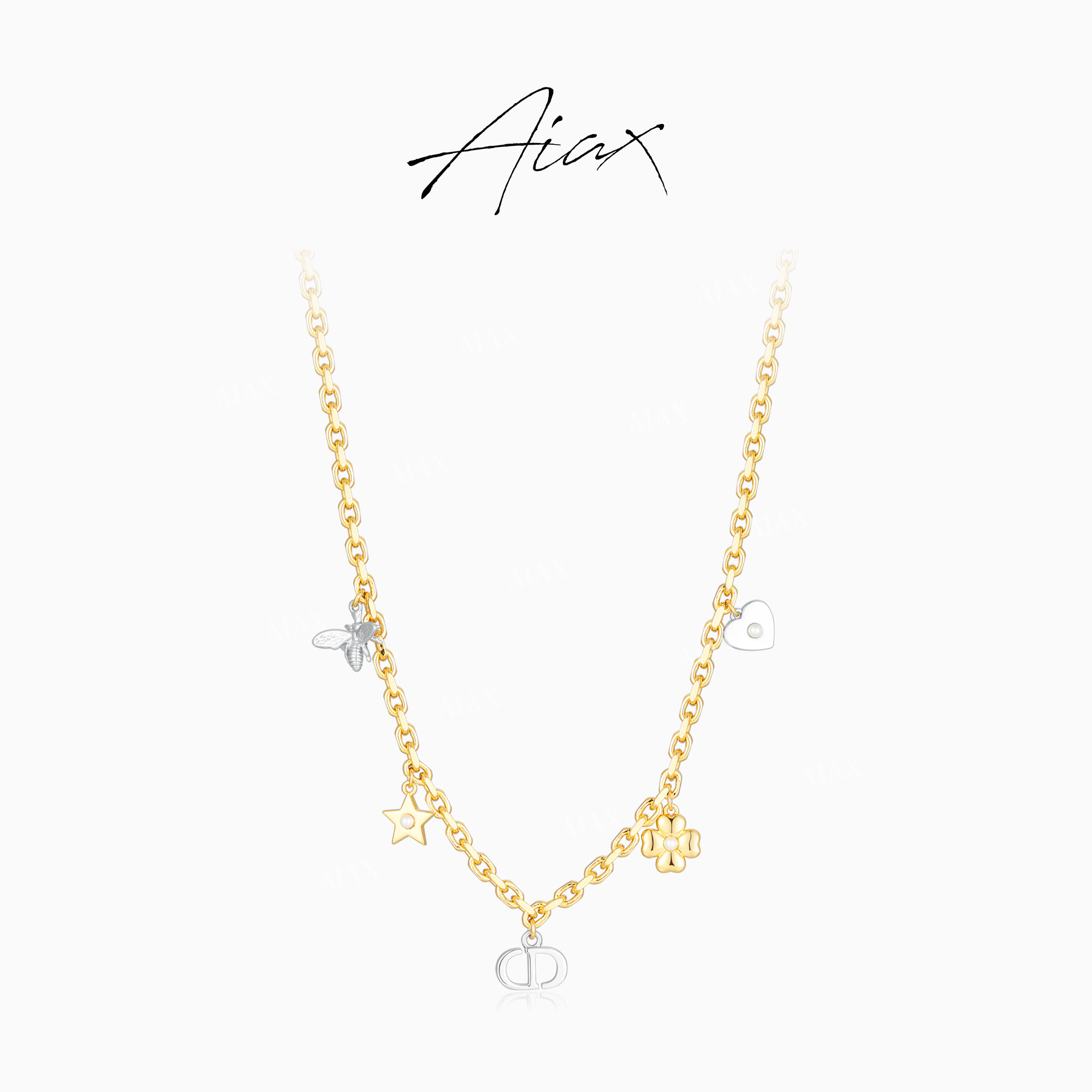 AIAX【CD】 双十二轻奢双色交错轻奢风星形小蜜蜂项链TSJ7829