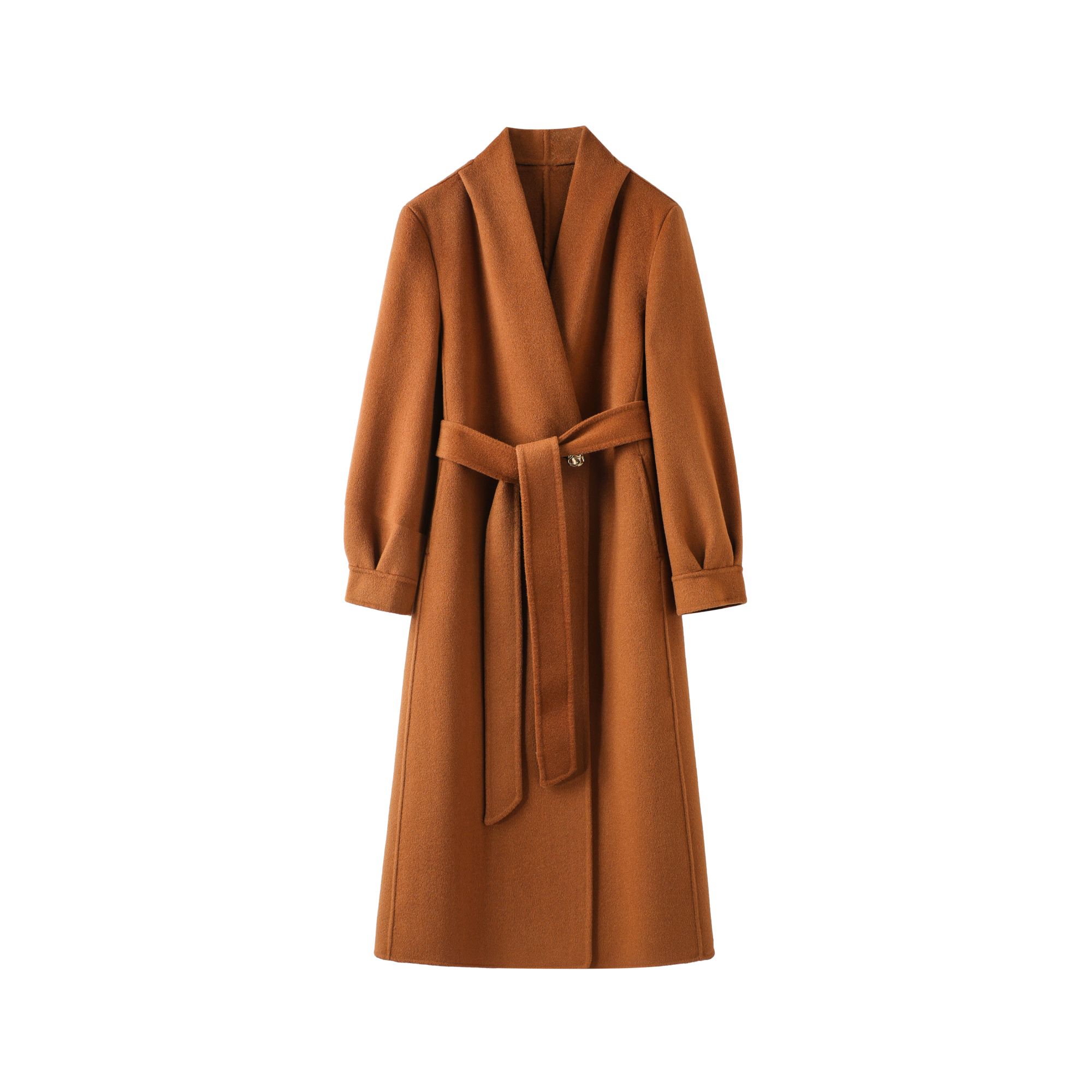 法式修身气质款秋冬百分百双面羊毛大衣长款时尚百搭韩版羊毛大衣