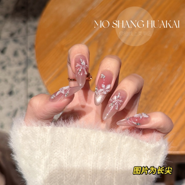 【绯花漫空】猫眼粉色烟花纯欲雕花百搭温柔02112101纯手工穿戴甲