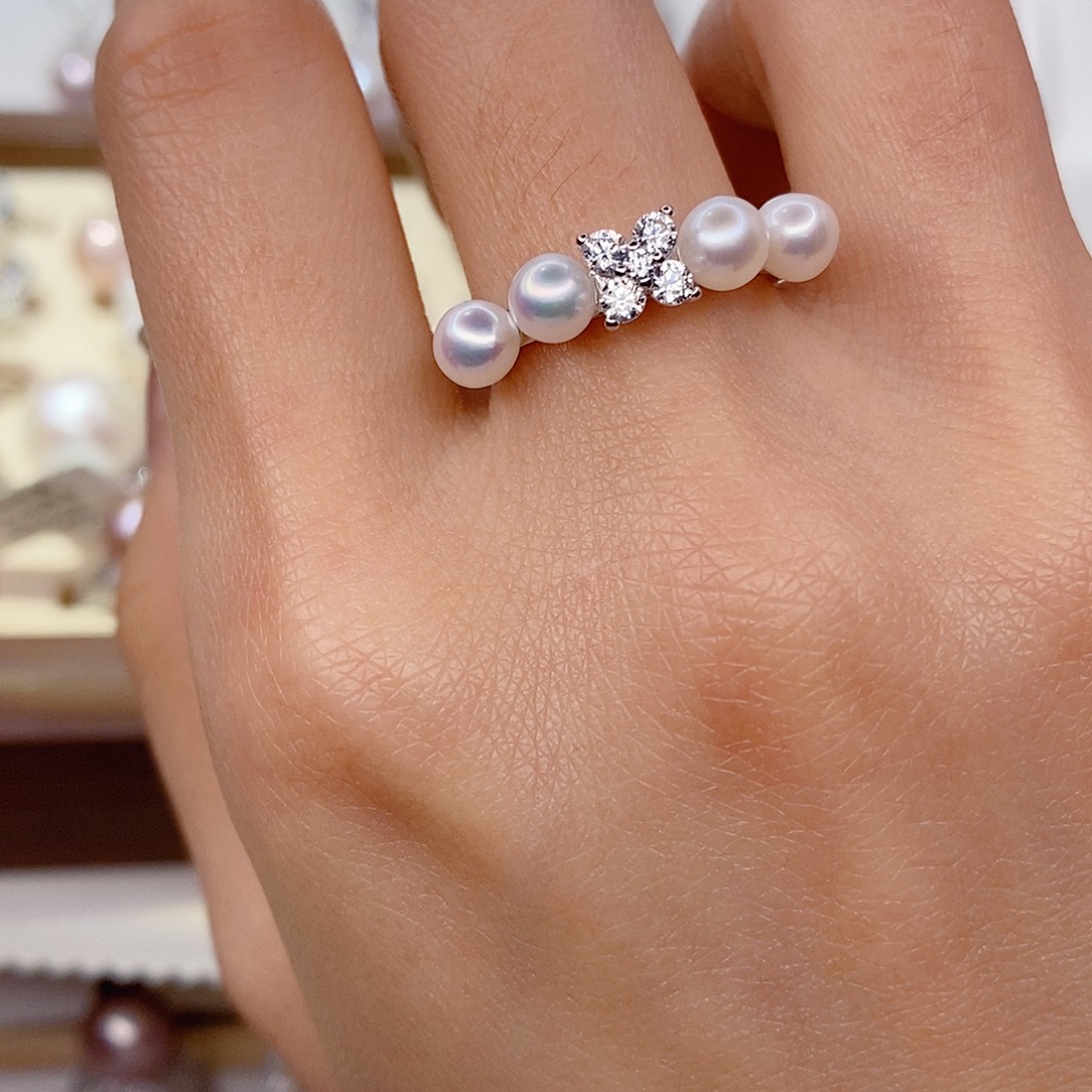 戒指淡水珍珠银S925镶嵌