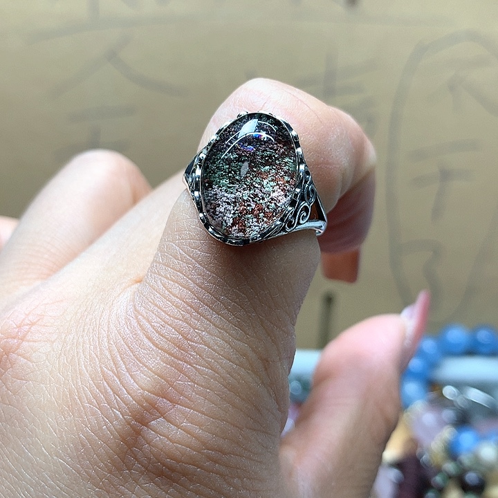 水晶水晶戒指银S925镶嵌