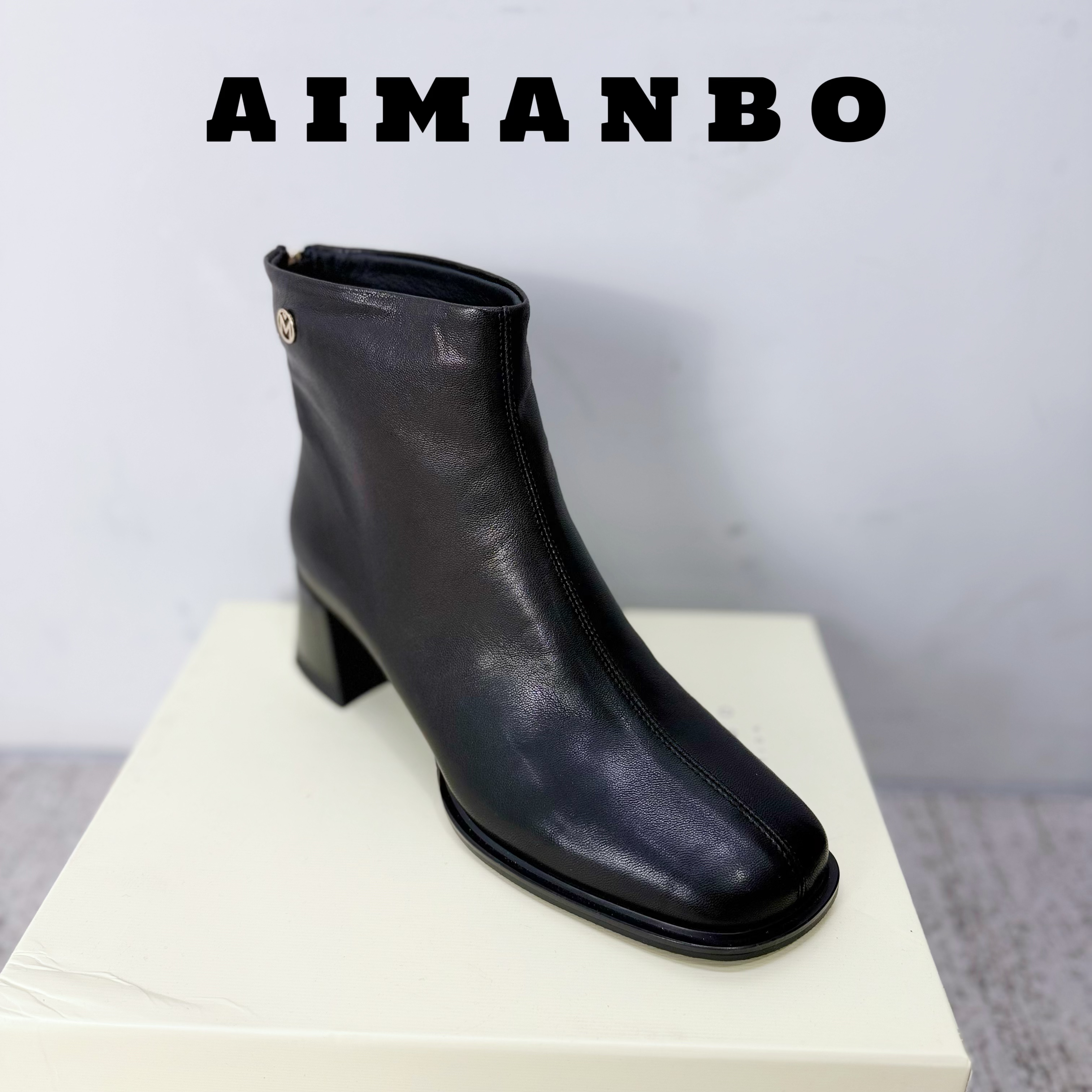 【漫步佳人】8692 14364新款秋冬加绒英伦风粗跟百搭显瘦短靴女款