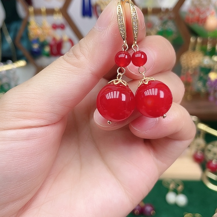 合金耳饰玛瑙/玉髓