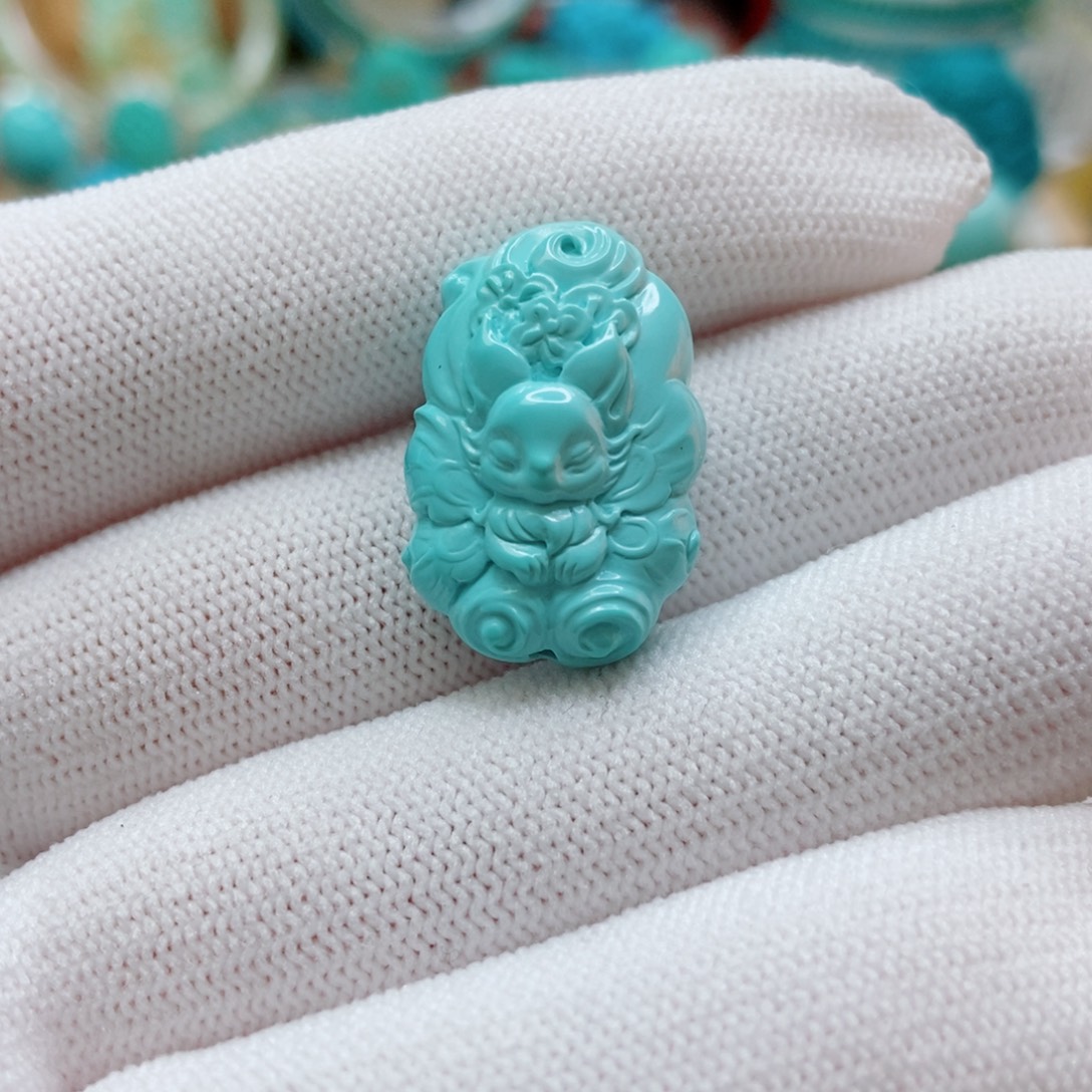 绿松石未镶嵌九尾狐