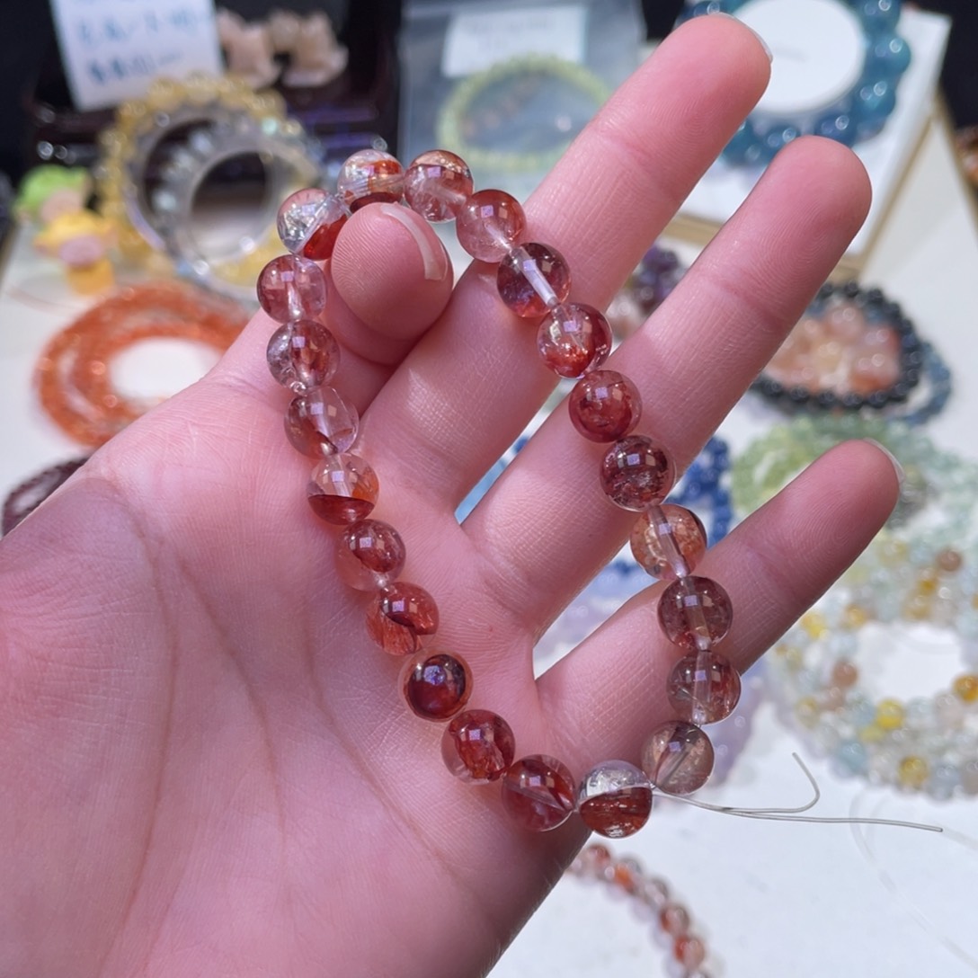 未镶嵌手链水晶正宫红胶花8+