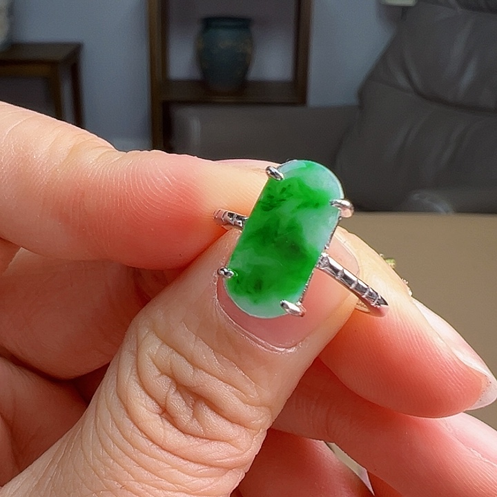 翡翠戒指银S925镶嵌戒指93