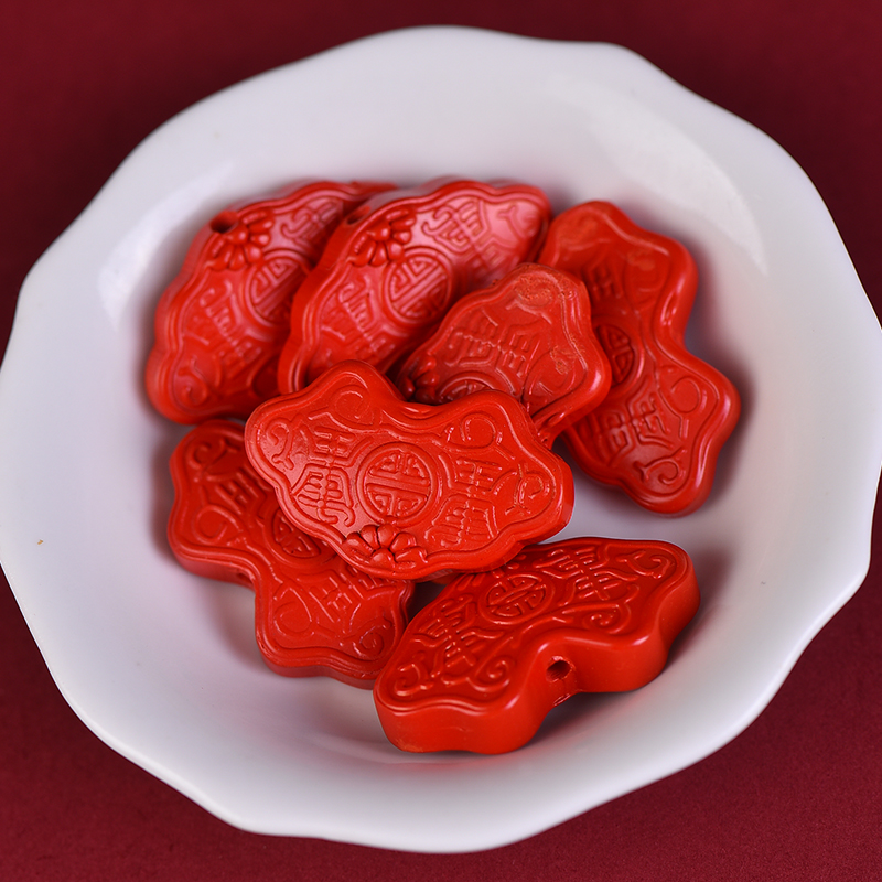 含辰砂工艺品D15红朱砂如意锁直通材料DIY手工编绳星月菩提文玩