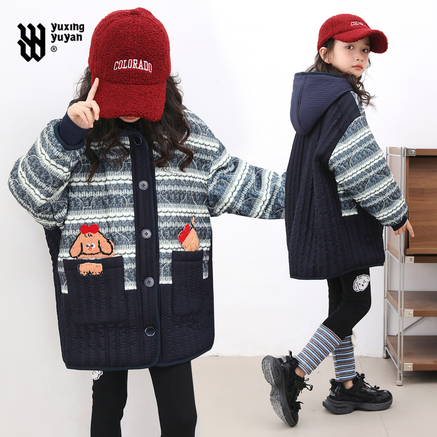 雨星雨嫣女童棉服2025新款冬装加绒加厚棉衣大童外套洋气棉袄