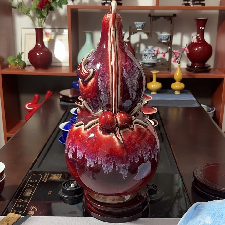 景德镇高温陶瓷郎红葫芦瓶