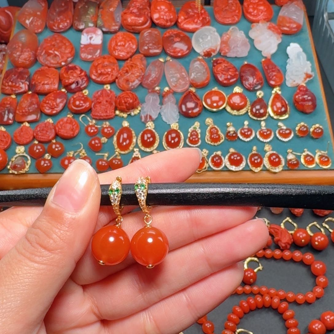 南红玛瑙南红保山12+银S925镶嵌