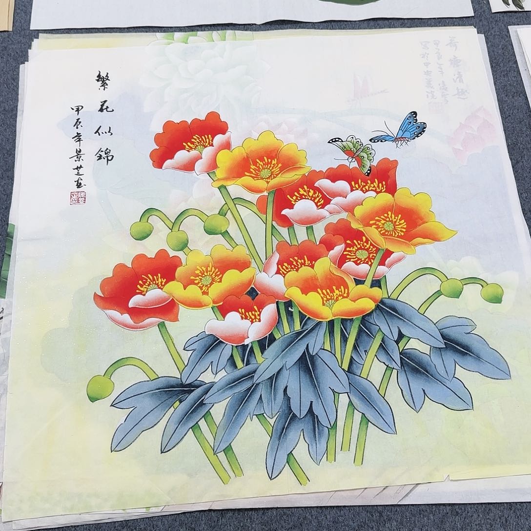 国画尺寸70X70手绘作品