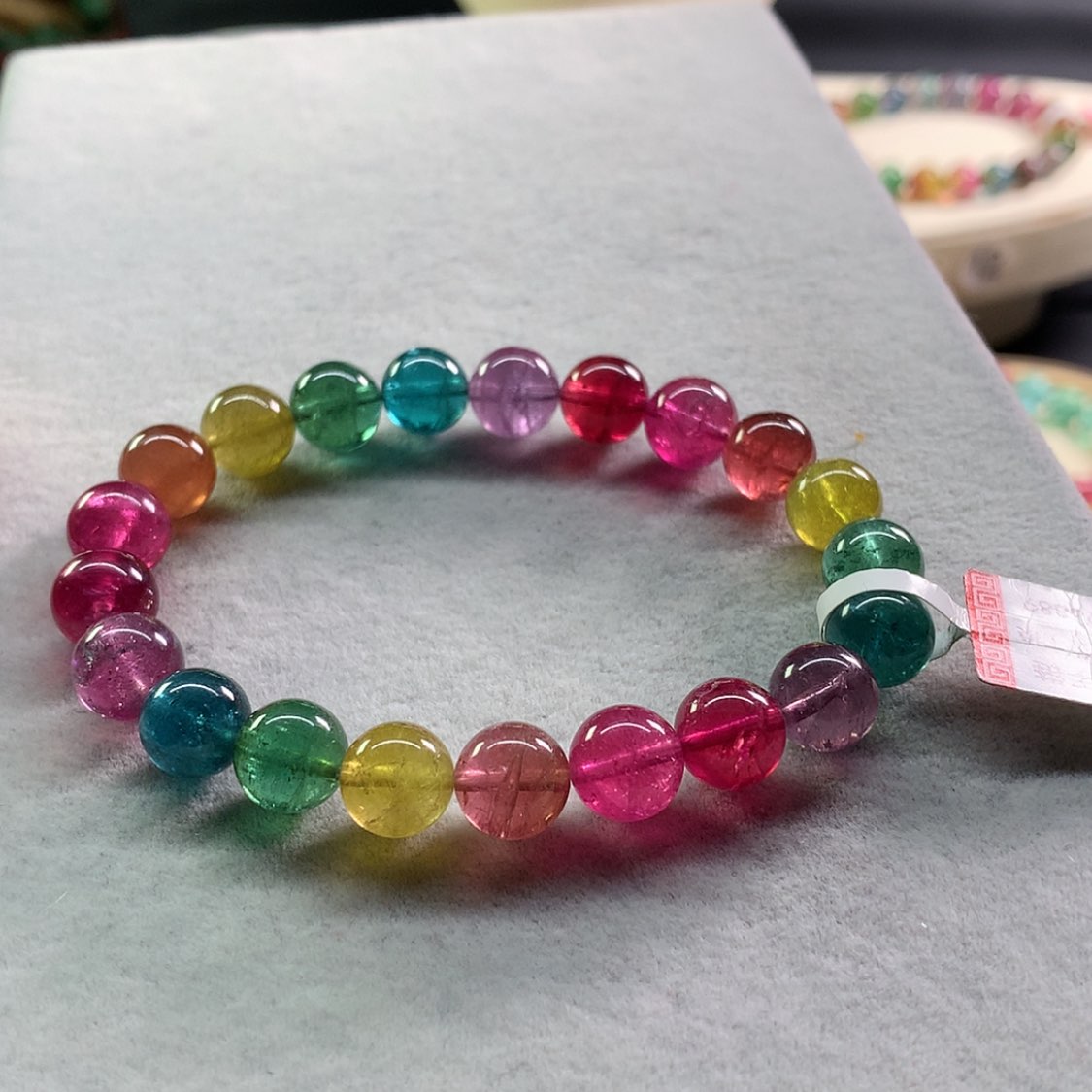 【闪购商品】碧玺手链未镶嵌碧玺彩虹色标单圈9.2