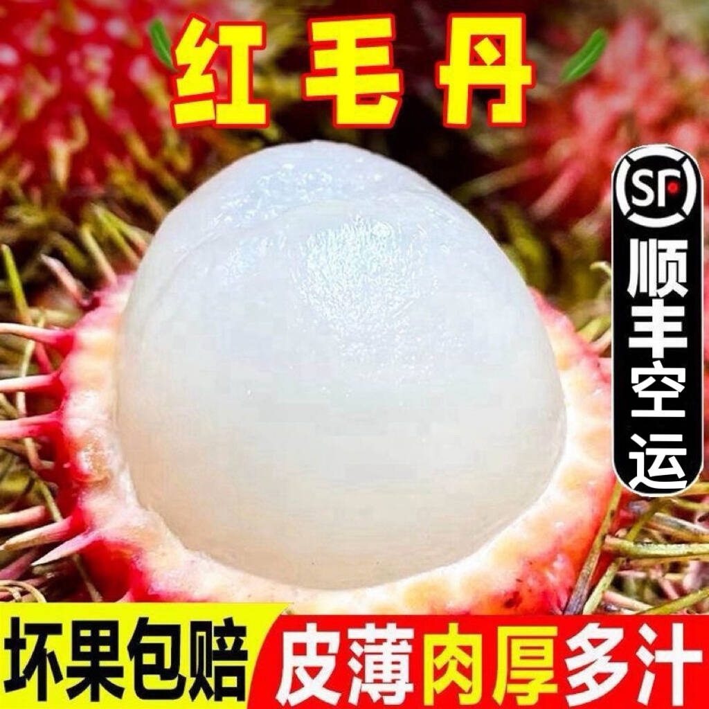 顺丰空运正宗保亭红毛丹大果新鲜现摘现发毛荔枝整箱批发水果直播