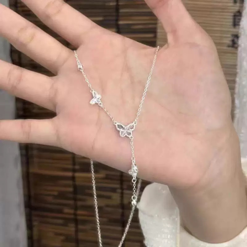 坠链均足银 999.9蝴蝶流苏项链