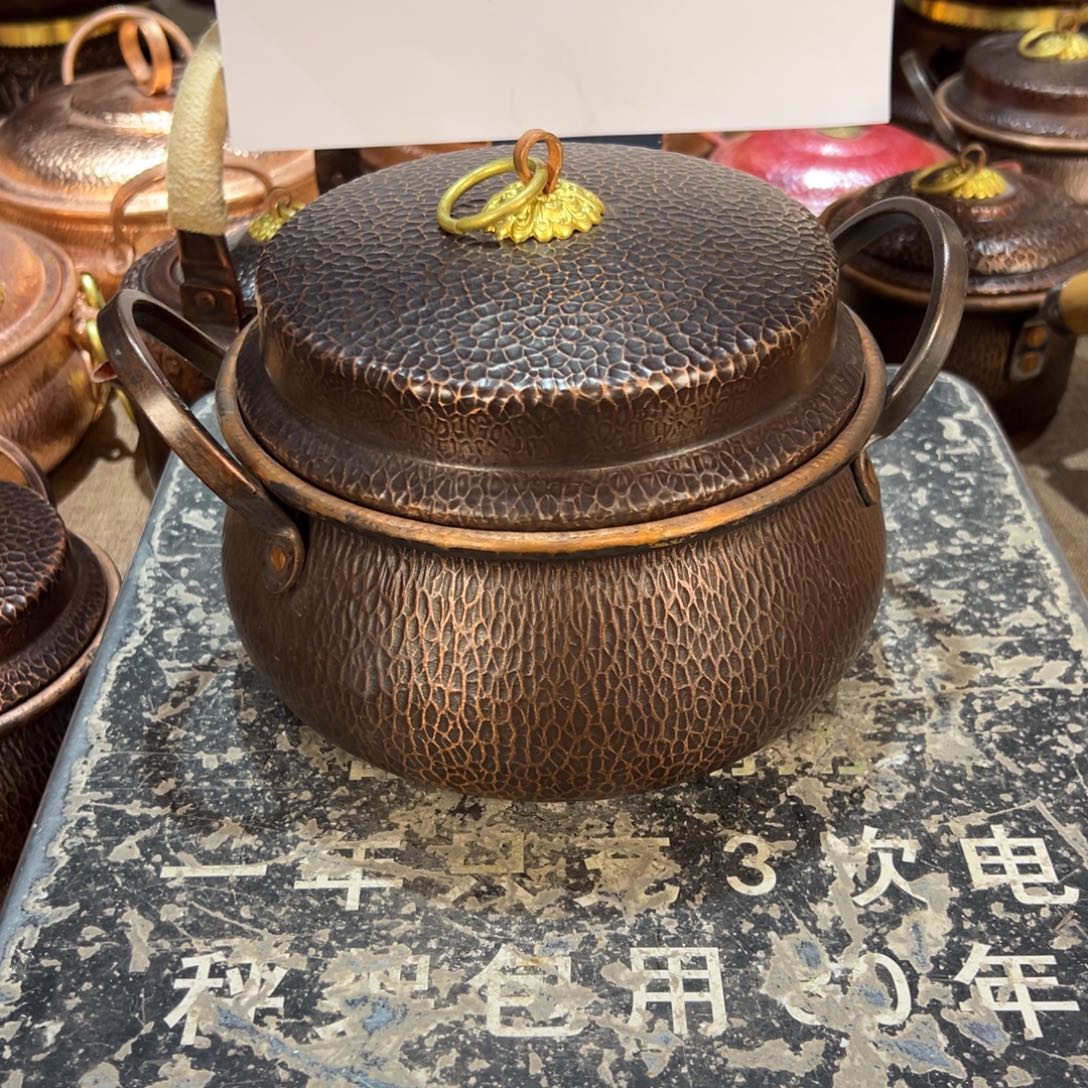 紫铜20cm燃气复古双耳铜锣锅