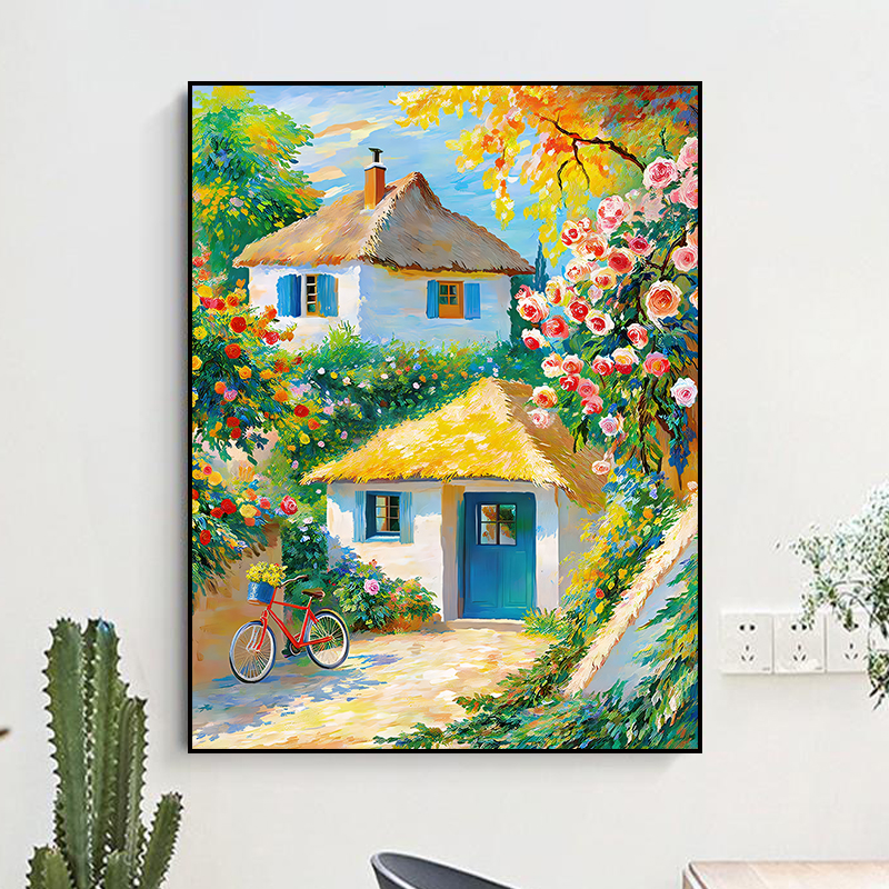 Q22玄关房屋建筑客厅抽象艺术风景装饰壁画小众玄关挂画