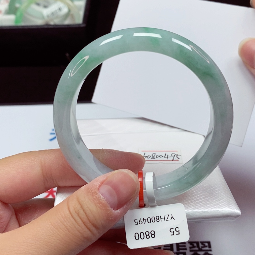 翡翠手镯未镶嵌纯天然缅甸A货翡翠54.8