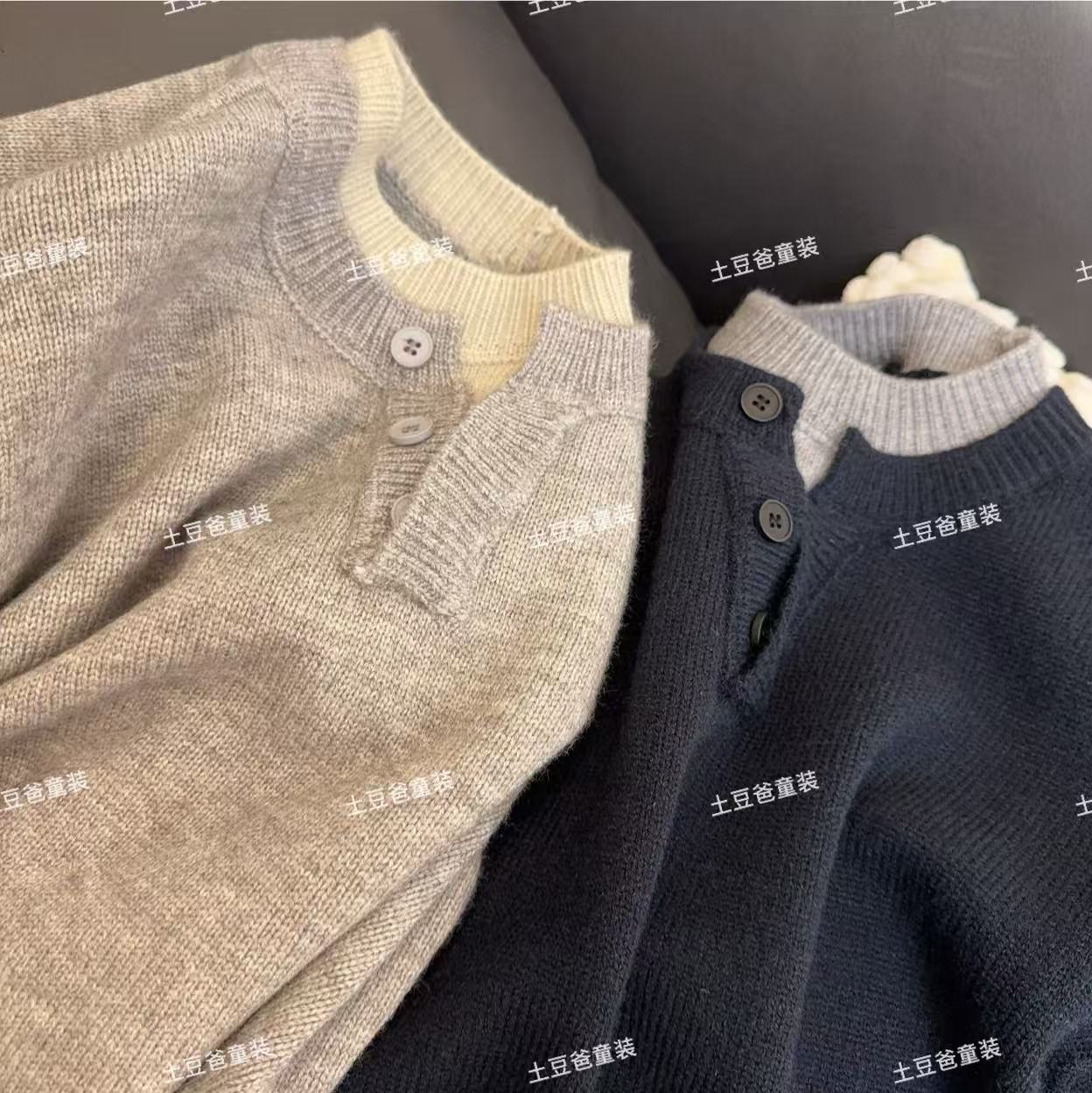 男童冬装假两件毛衣2025新款秋季上衣中大童儿童男孩春秋款痞帅潮