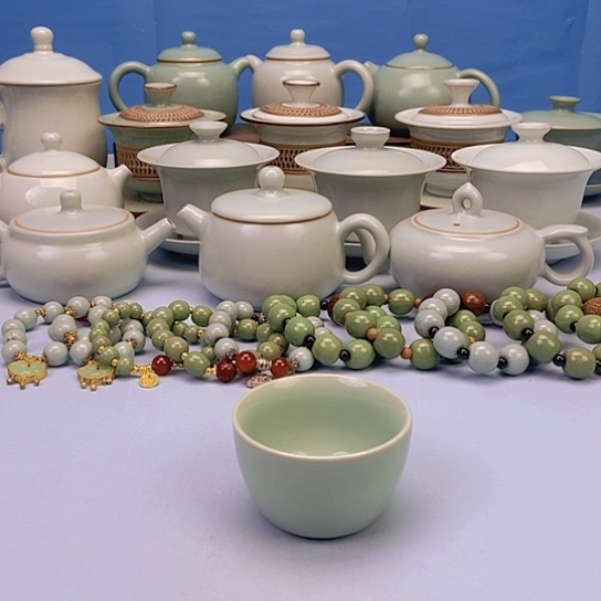 杯微瑕翠绿釉荷花杯原矿釉原产地