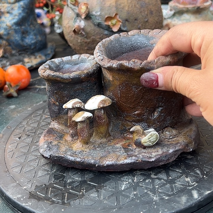 福利手工粗陶高温花盆