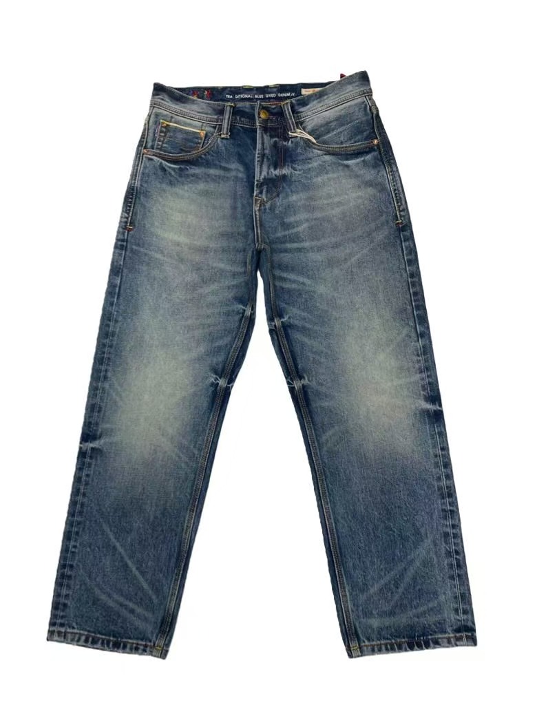 赤耳丹宁秋季款时尚百搭重工复古休闲潮流直筒水洗男士牛仔裤970