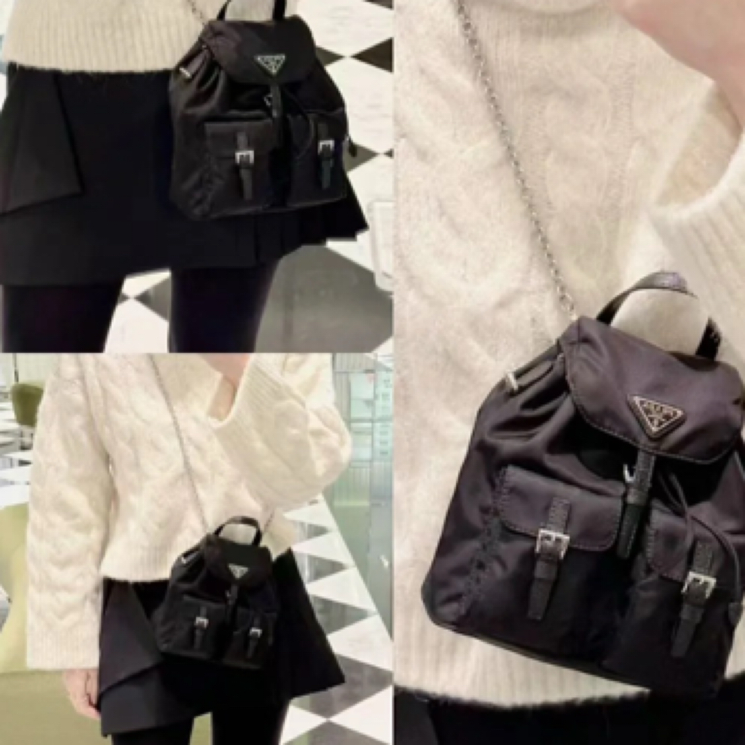 95新 Prada/普拉达 P家三角标降落伞斜挎小书包/全原/