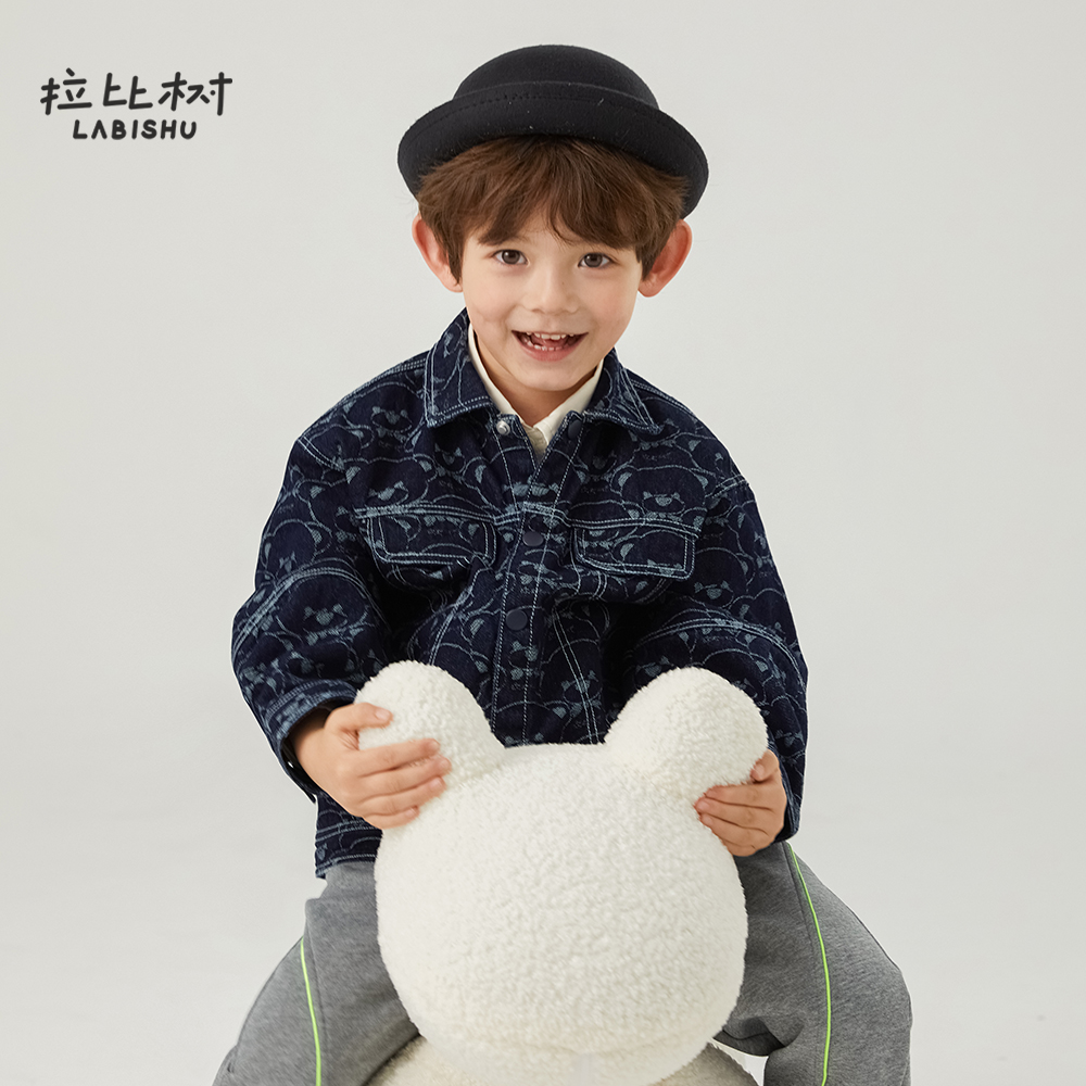 拉比树2025新款男童外套休闲百搭外套卡通印花潮牌童装出游装备