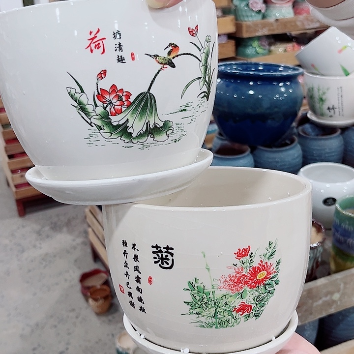 陶瓷陶瓷花盆有带冰裂效果